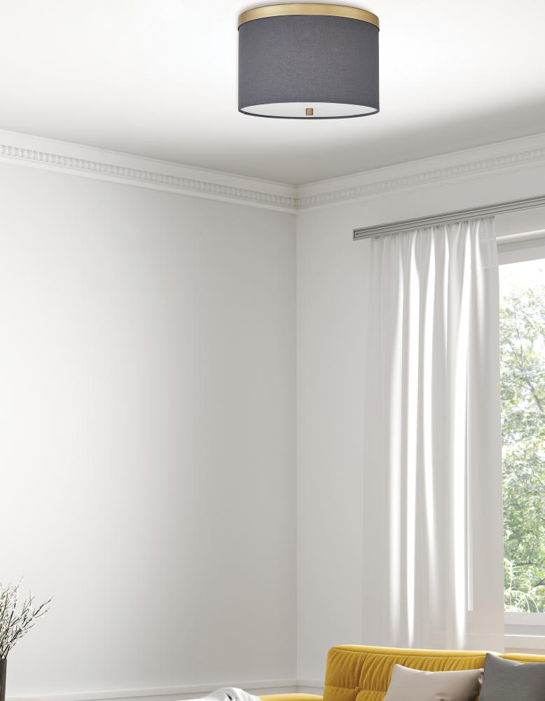 2 Light Flush Mount Polished Chrome with White Shade