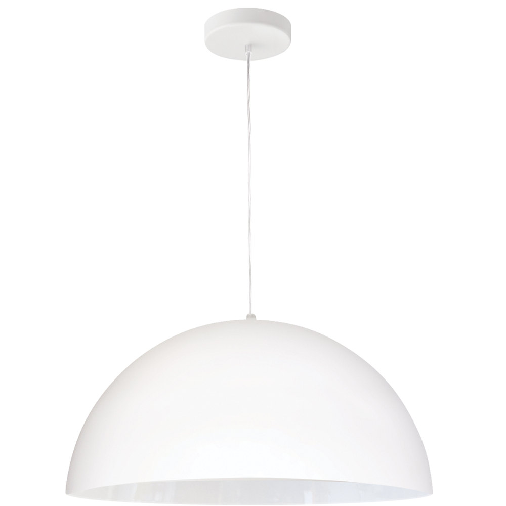 1 Light Incandescent Small Dome Pendant, Matte White