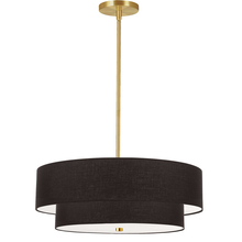 Dainolite 571-224P-AGB-BK - 4 Light Incandescent 2 Tier Pendant, Aged Brass with Black Shade