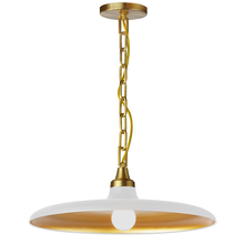 Dainolite QTN-181P-MW-AGB - 1 Light Incandescent Pendant Aged Brass with Matte White & Gold Shade