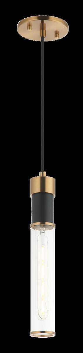 Tubo Matte Black + Aged Gold Brass Pendant