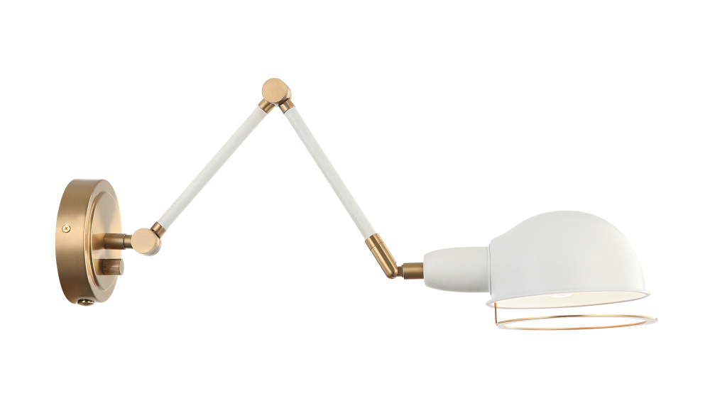 Blare Aged Gold Brass + White Wall Sconce