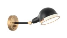 Matteo Lighting S00711AGBK - Blare Aged Gold Brass + Black Wall Sconce