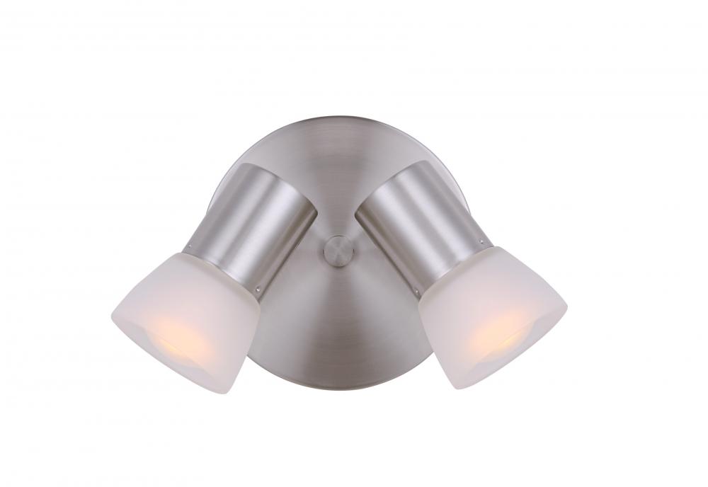 Hudson, ICW517A02BN, 2 Lt Ceiling/Wall, Frosted Glass, 60W A15 or R16, 6 .25 IN W x 6 .25 IN H