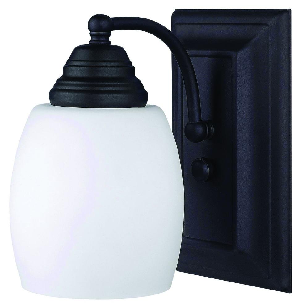 Griffin, IVL259A01 ORB, 1 Light Vanity, Flat Opal Glass, 100 W Type A, 4 5/8 IN W x 8 IN H x 7 .25