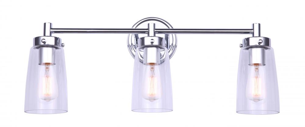 RORY, IVL1016A03CH -G-, 3 Lt Vanity, Clear Glass, 100W Type A, 23inch W x 10inch H x 6.25inch D