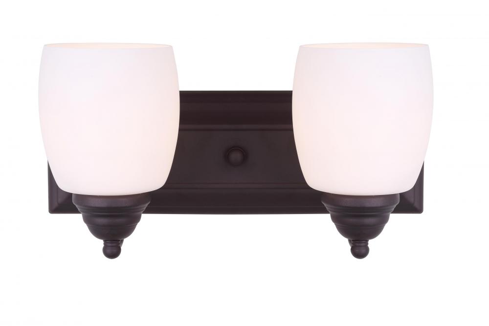 Griffin, IVL259A02 ORB, 2 Light Vanity, Flat Opal Glass, 100 W Type A