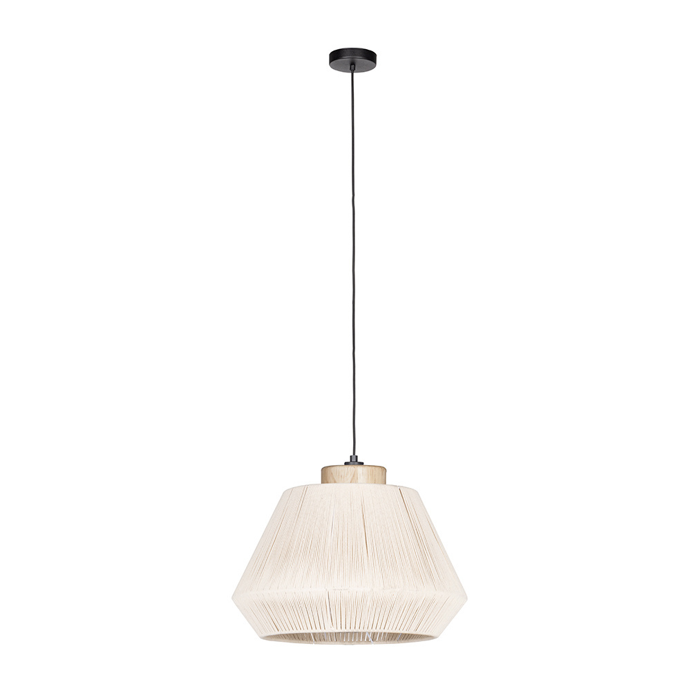 1 LT Pendant w/ Black Finish & Cream Textile Thread Shade