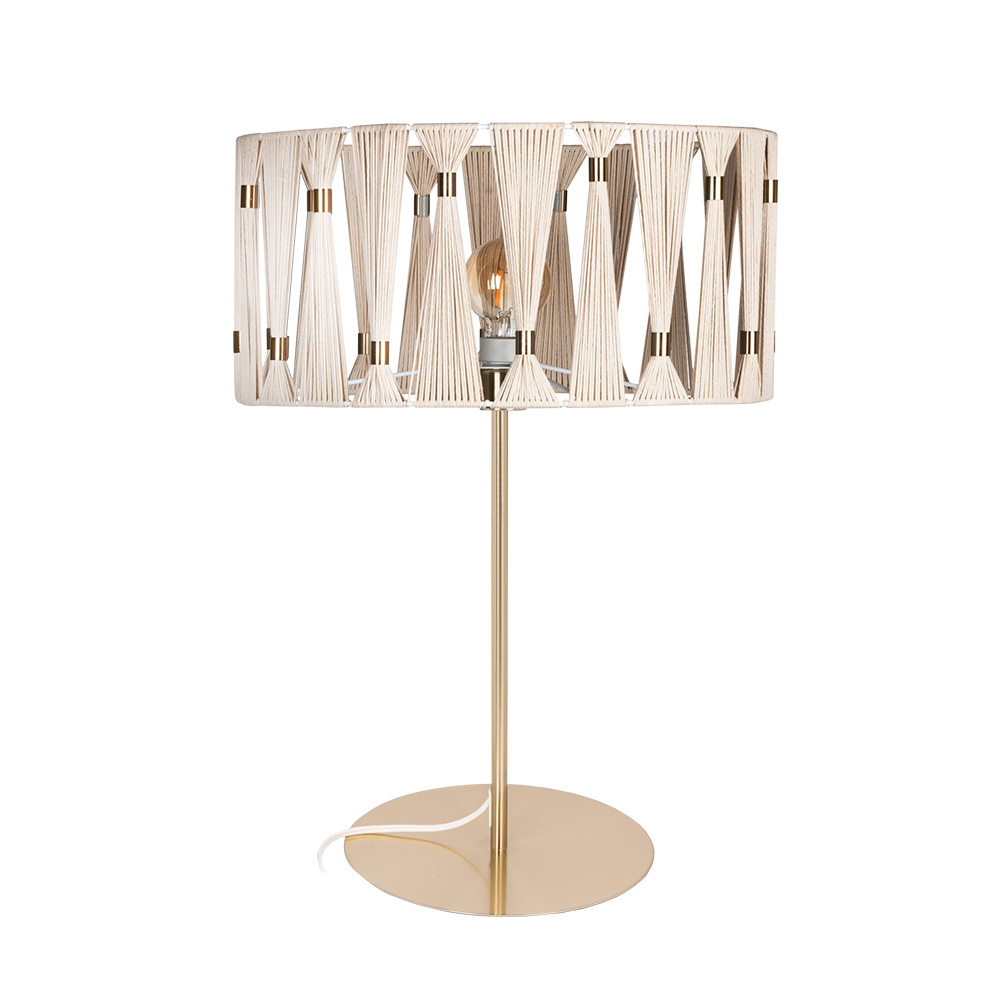 1 LT Table Lamp Brushed Brass Finish, Beige Shade w/ Brushed Brass Accents