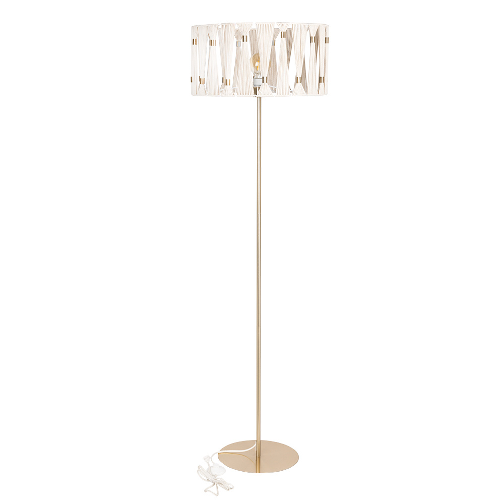 1 LT Floor Lamp Brushed Brass Finish, Beige Shade w/ Brushed Brass Accents