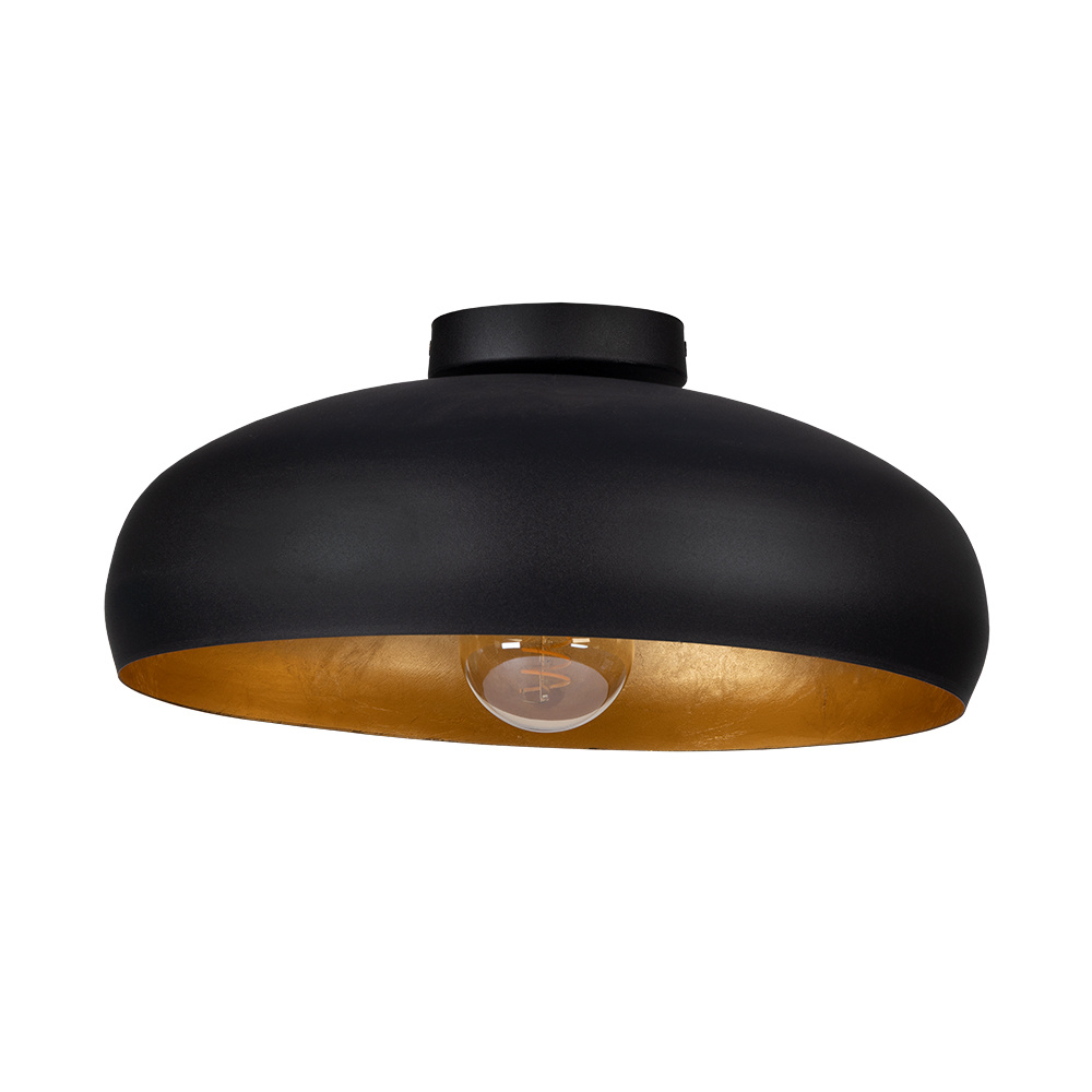 1 LT Metal Dome Ceiling Light Black w/ Gold Leaf Interior