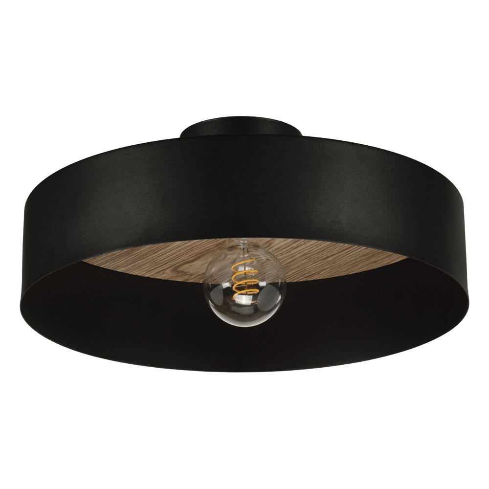 1 LT Ceiling light w/ Black Finish & Sandalwood Shade
