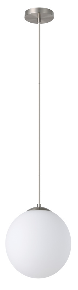 1 LT Pendant w/ Matte Nickel Finish & White Glass Shade