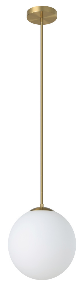 1 LT Pendant w/ Brushed Brass Finish & White Glass Shade