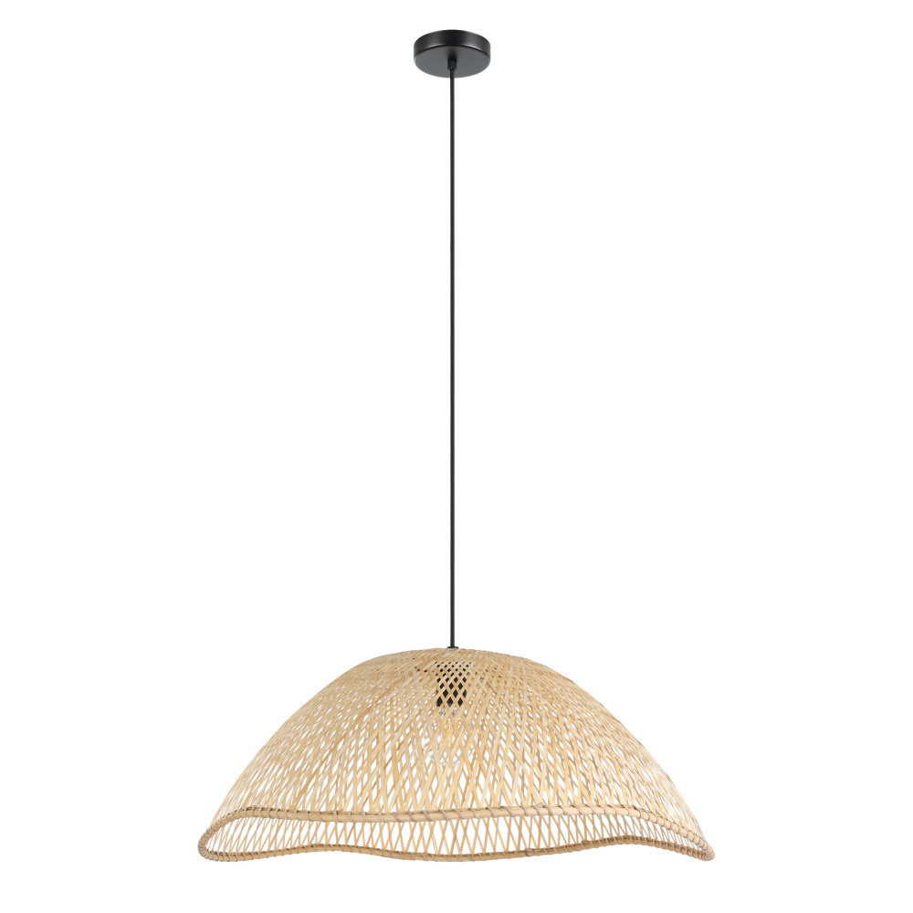 1 LT Pendant w/ Matte Black Finish & Natural Color Wicker Shade