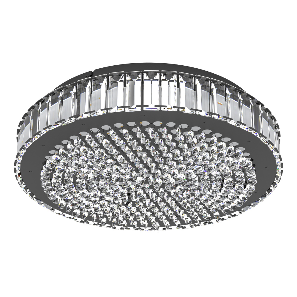 Integrated LED Ceiling Light w/ Black Finish & Clear Glass Crystal Elements