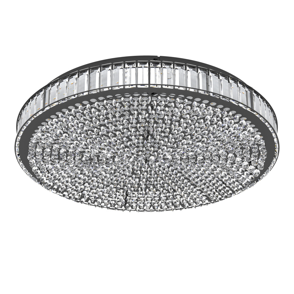 Integrated LED Ceiling Light w/ Black Finish & Clear Glass Crystal Elements