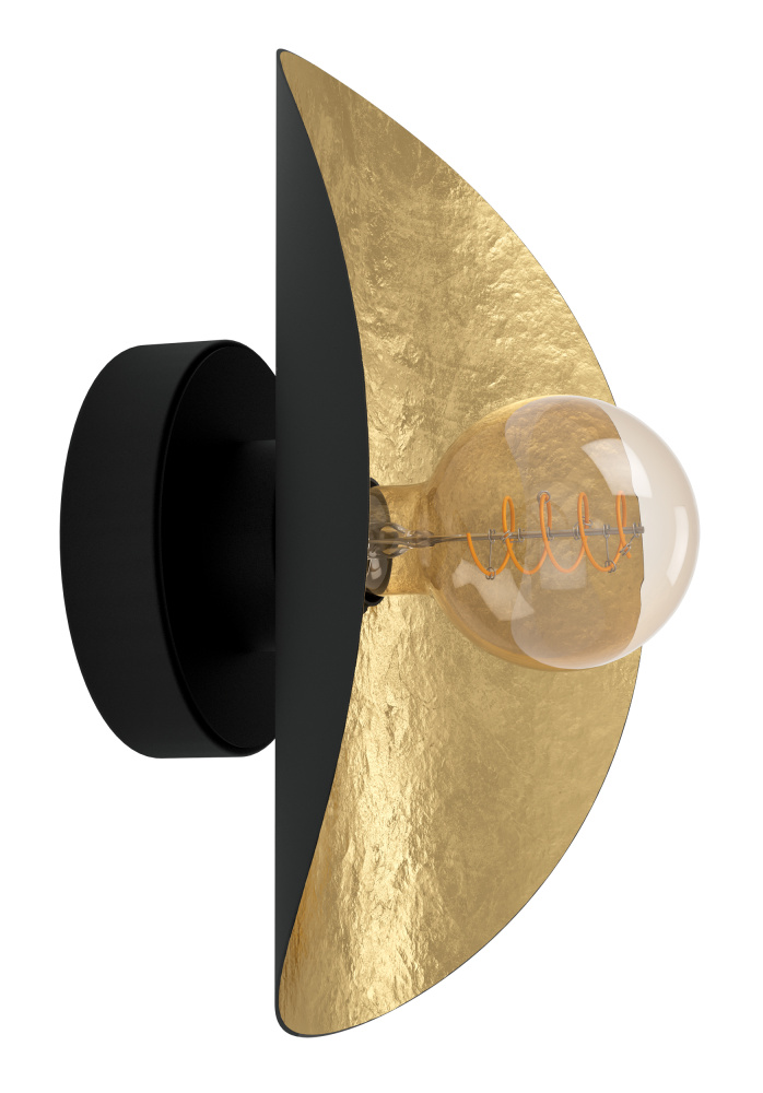 1 LT Wall Light w/ Black Finish & Black Exterior w/ Gold Leaf Interior Shade