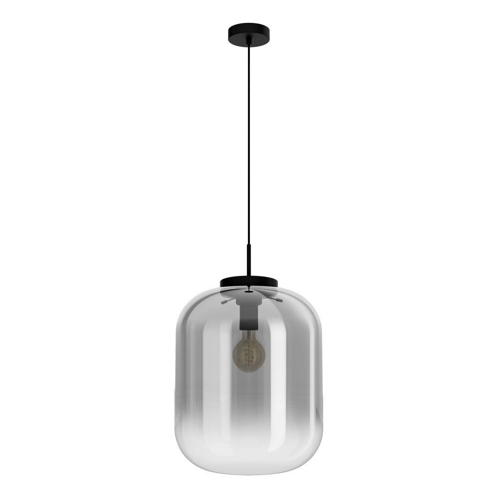 1 LT Pendant w/ Black Finish & Chrome Smoked Glass Shade