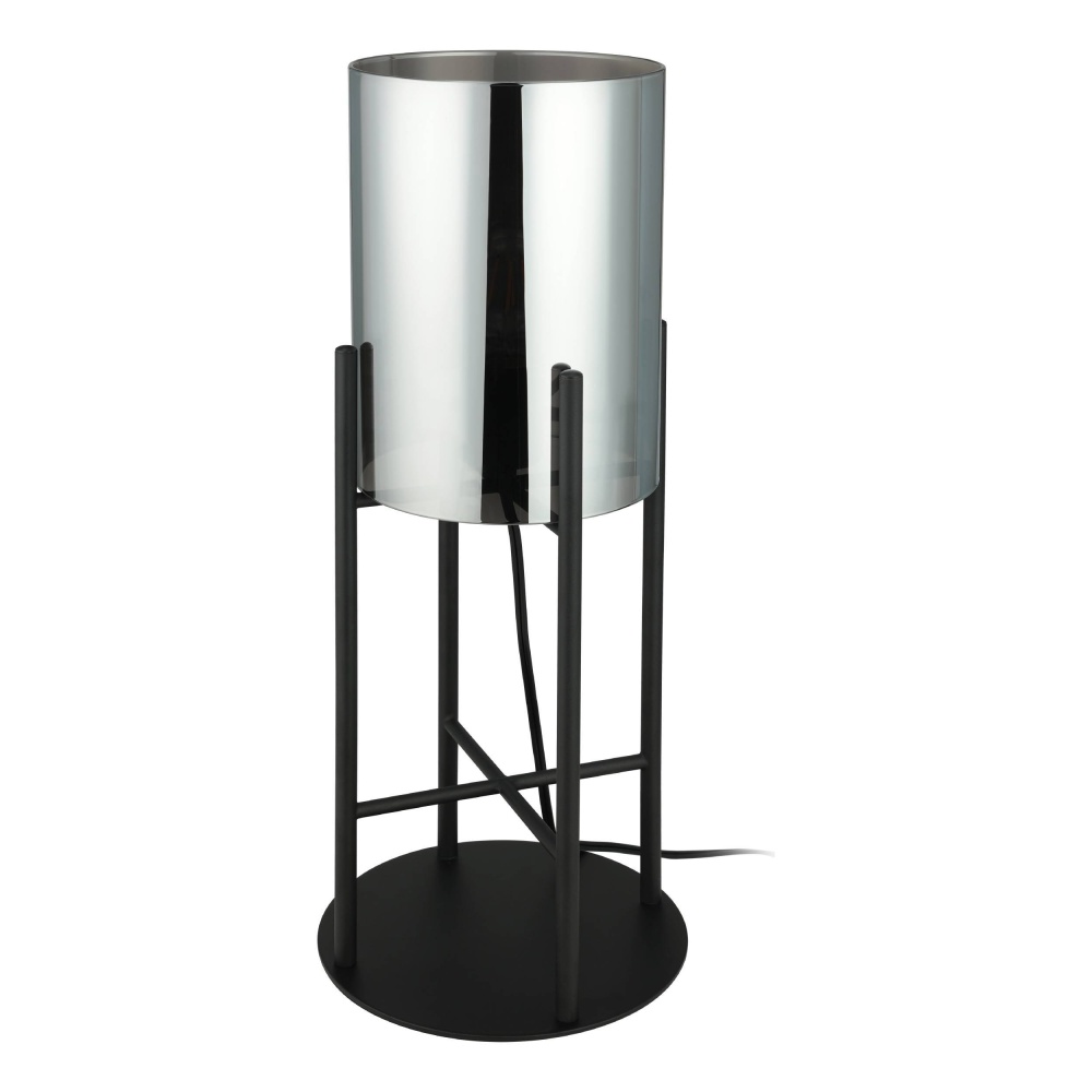 1 LT Table Lamp w/ Black Finish & Metalic moked Glass Shade