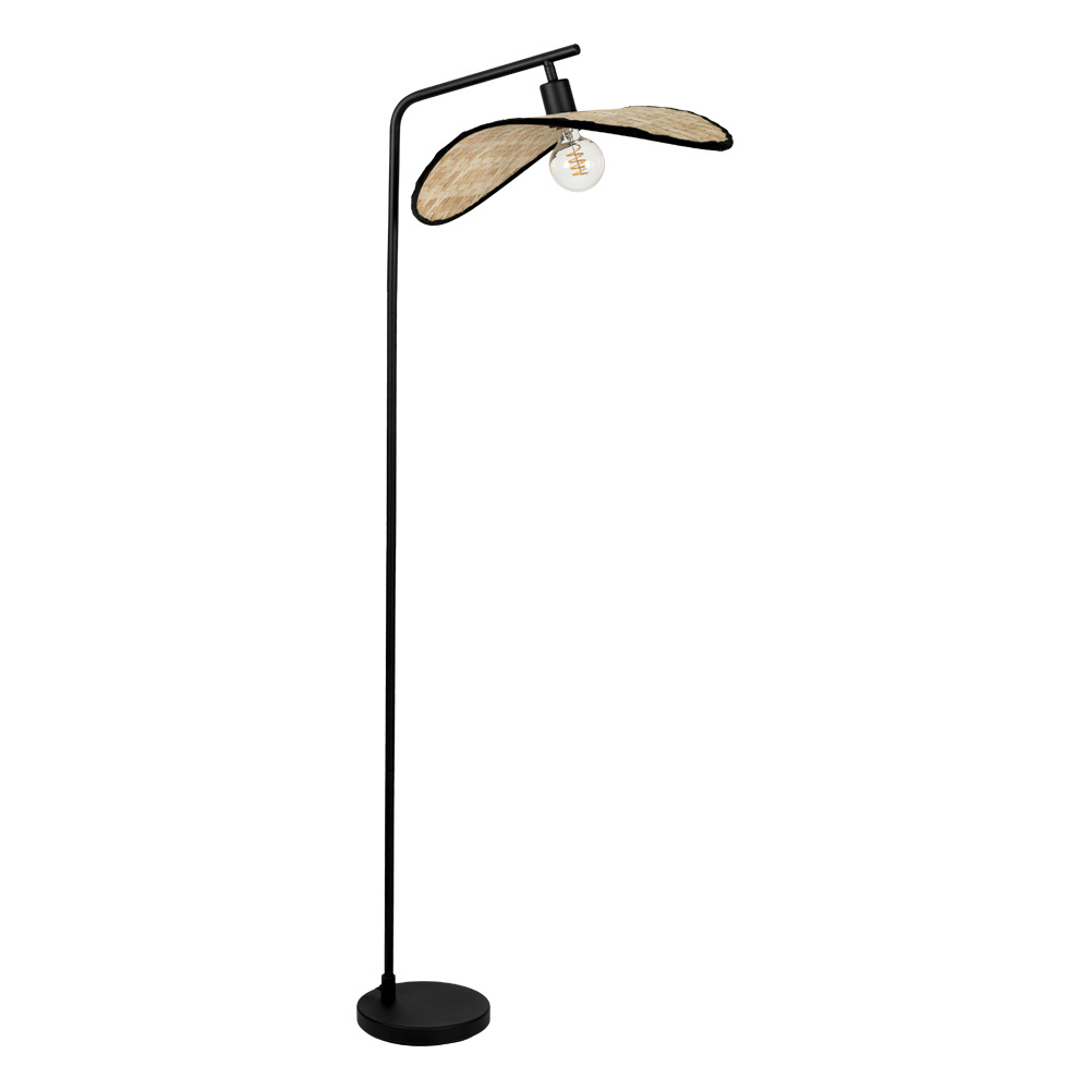 1 LT Floor Lamp w/ Black Finish & Bamboo Shade