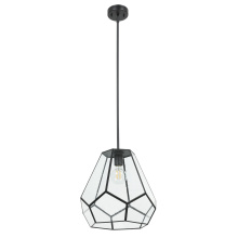 Eglo Canada 205843A - 1 LT Pendant w/ Black Finish & Geometric Clear Glass Shade w/ Black Accents