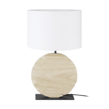 Eglo Canada 39916A - 1 LT Table Lamp w/ a Natural Wood Body & White Fabric Shade