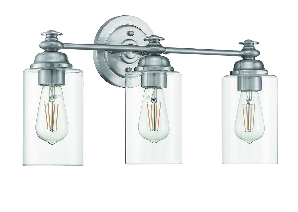 Dardyn 3 Light Vanity in Brushed Polished Nickel (Clear Glass)