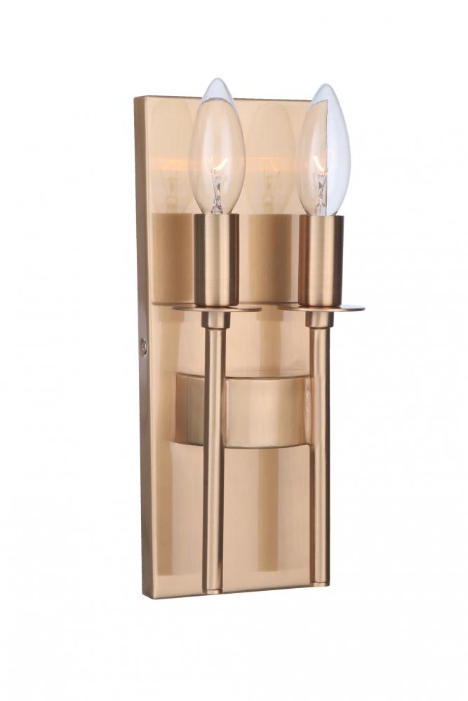 Larrson 2 Light Wall Sconce in Satin Brass