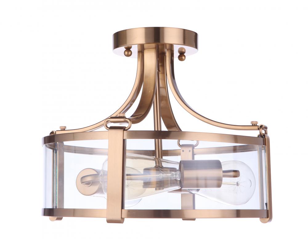 Elliot 3 Light Semi Flush in Satin Brass