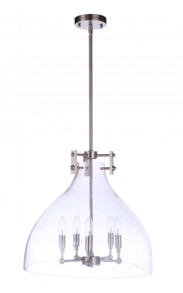 Chardonnay 5 Light Pendant in Satin Brass
