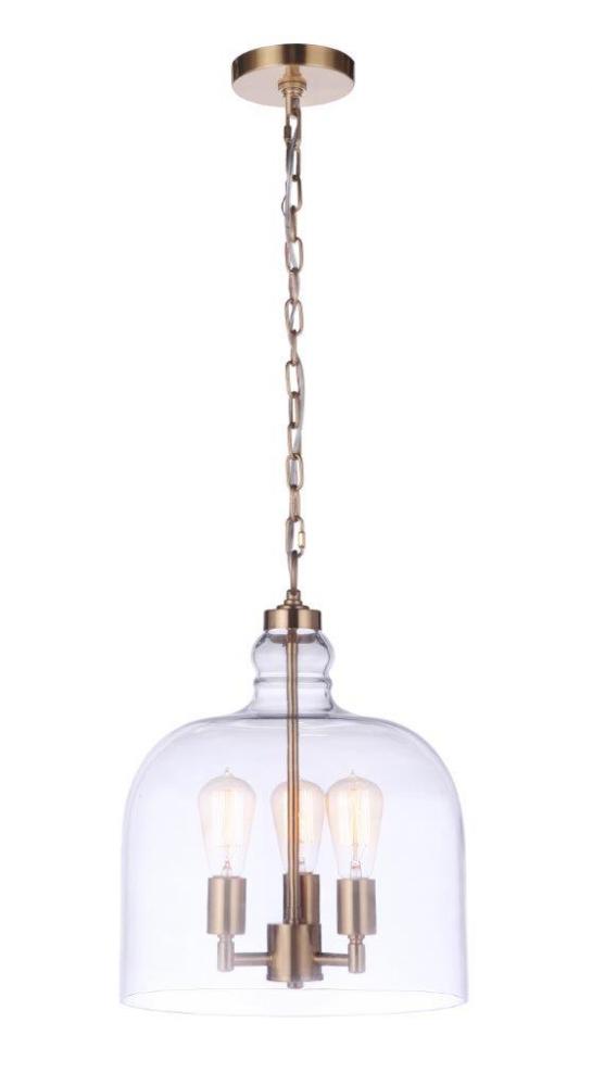 Jackson 3 Light Pendant, Satin Brass