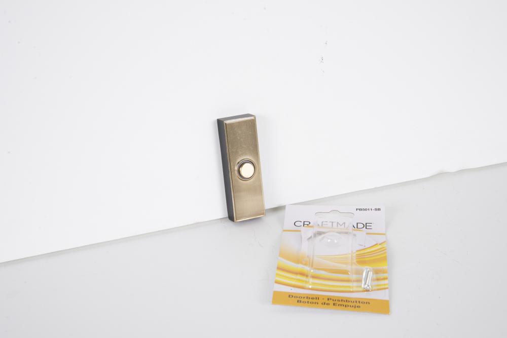 Surface Mount LED Lighted Push Button in Satin Brass