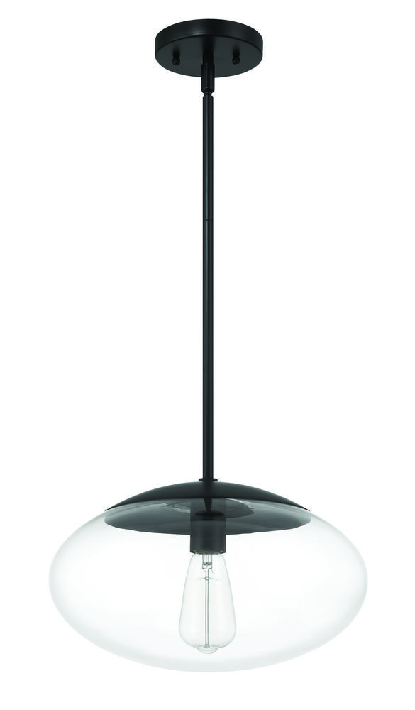 1 Light Large Oval Pendant with Clear Glass