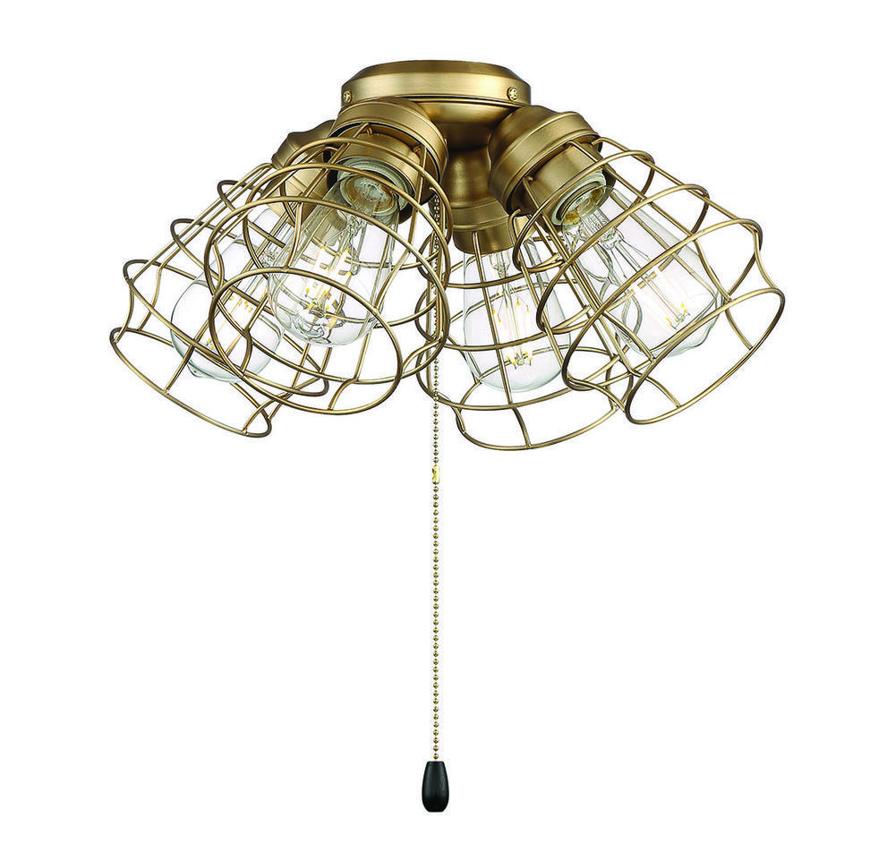 4 Light Cage Light Kit in Satin Brass